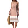 Women's Spaghetti Strap Backless Bow Loose Casual Beach Vacation Striped Printed Dress Sundress