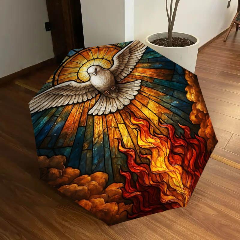

Stained Dove with Flames - Automatic Opening Folding Umbrella, Portable Design, 8-Bone Iron Frame Outdoor Umbrella, Perfect Gift for Fans, T