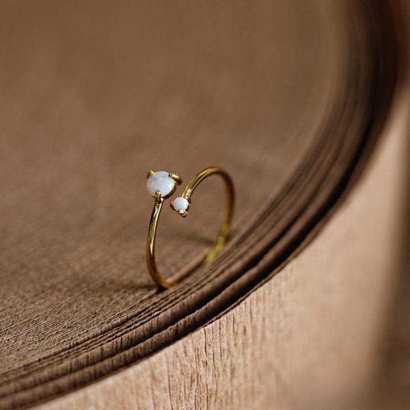 Exquisite And Fashionable Stone Inlaid Women'S Open-End Ring, Fashionable And Simple Daily Party Jewelry Gift