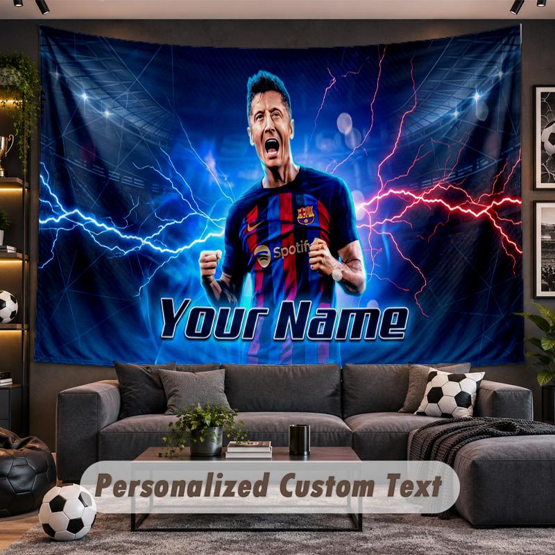 Robert Lewandowski Personalized Tapestry Support Custom Name, Wall Art Home Decoration