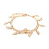 Double Layer Leaves Charm Anklet Foot Chain Summer Women Sandal Ankle Bracelet