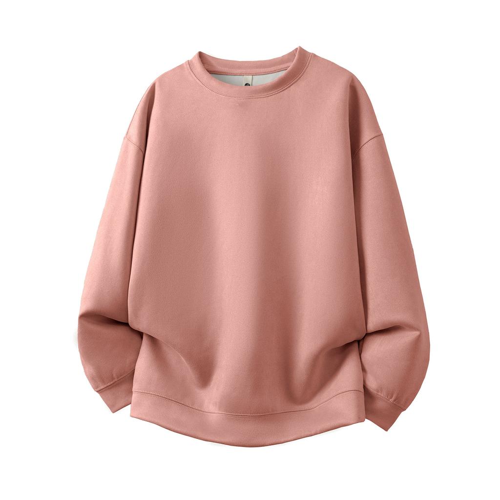 Herbst Herren Einfarbig Wildleder Rundhals Pullover Jacke Herren Lässiger Lockerer Pullover