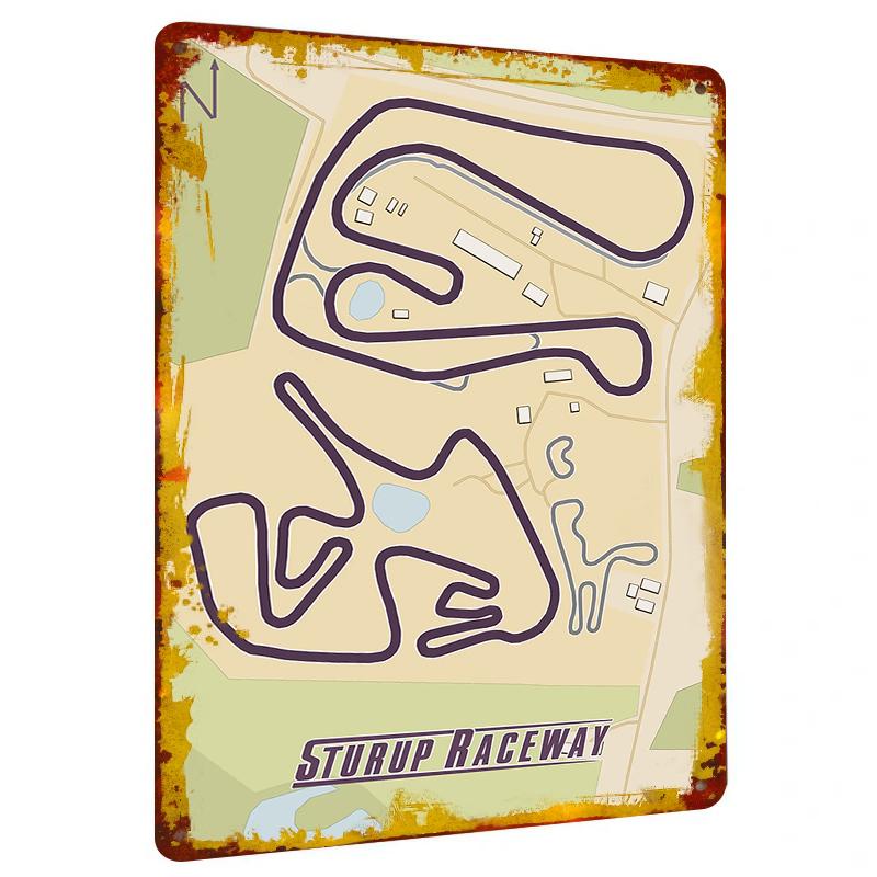 

Sturup Raceway Track Layout Metal Wall Art Decorative Iron Painting for Racing Enthusiasts Home Garage Decoration 20x30cm（7.8x11.8inch）
