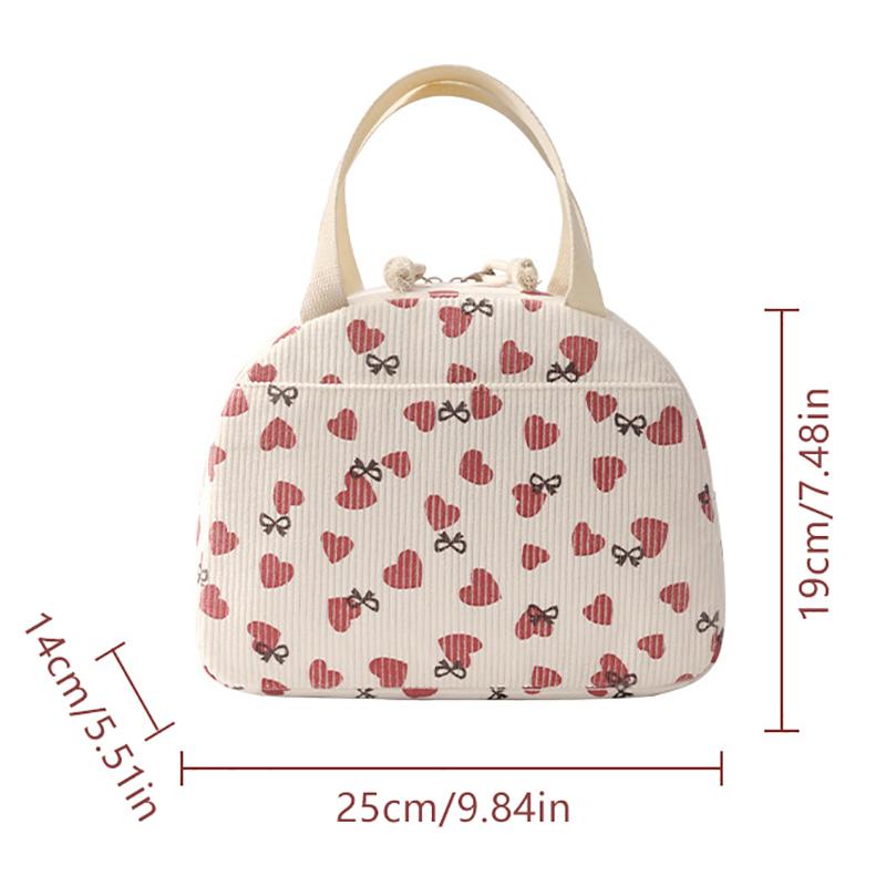 

Милая цветочная вельветовая сумка для ланча, термоизоляционная коробка для бенто, большая вместительная сумка для ланча, сумка для работы, школы, пикника