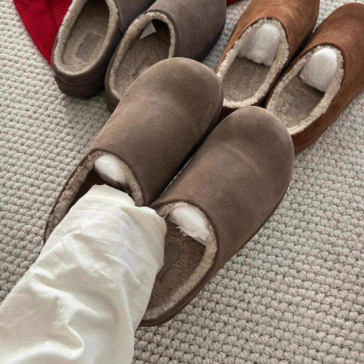 

Версия из мягкой кожи~ толстоподошвенные бархатные теплые туфли мюли с закрытым носком, полусабо, женские, зимние, на педали, хлопковые туфли Boken 35 серый