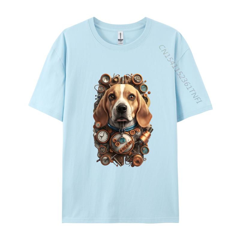 Funny Beagle Dog TShirt Mechanical Engineer Dog Cosie Printed Tops Tees Retro Cotton Men Top Tshirts