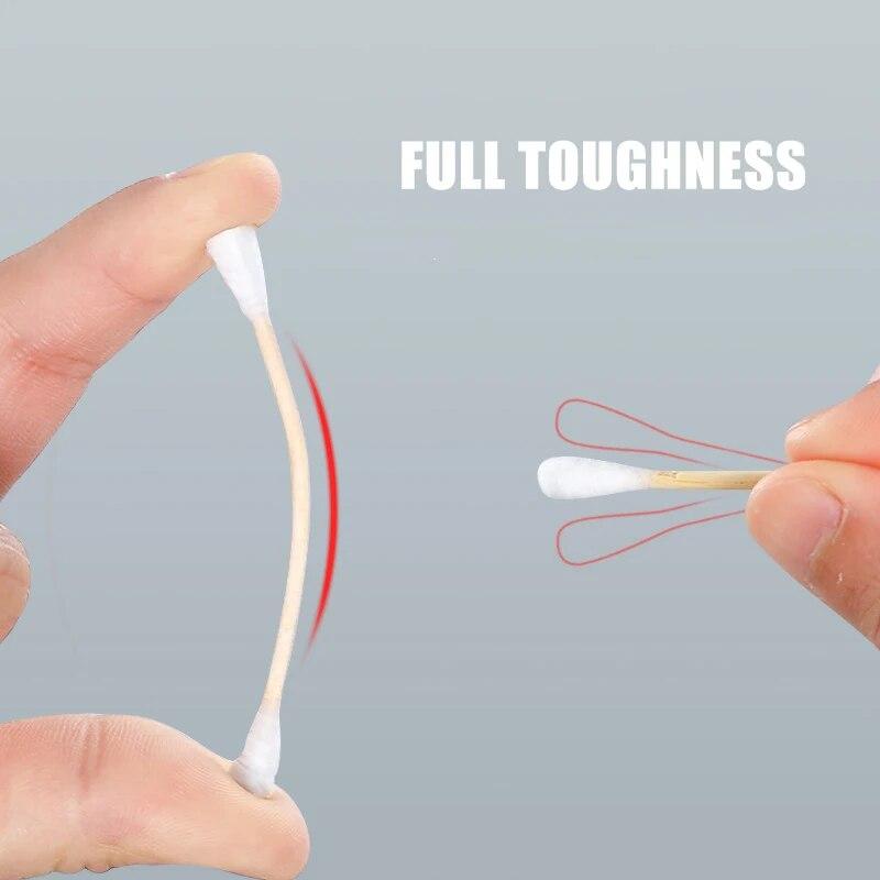 500Pcs/set Disposable Cotton Swab Box with Double End Round Head for Makeup and Makeup Removal Daily Cleaning Pet Care Multi-purpose