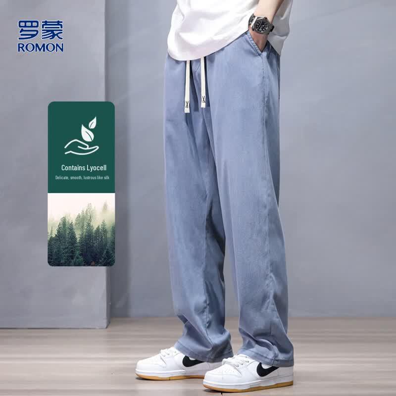 Romon Men s Tencel Blend Loose Straight Denim Pants L
