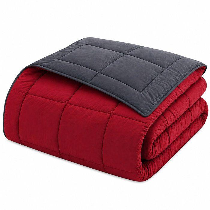 HUDSON - Lightweight Microfiber Duvet - 200gr/m2 - Grey & Red - 140 X 200 Cm