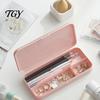 Hard Shell Pencil Organizer for Backpack 2Pcs Simple Case Students, Plastic Holder Macaroon Color Pouch with Multiple Compartments, Lightweight