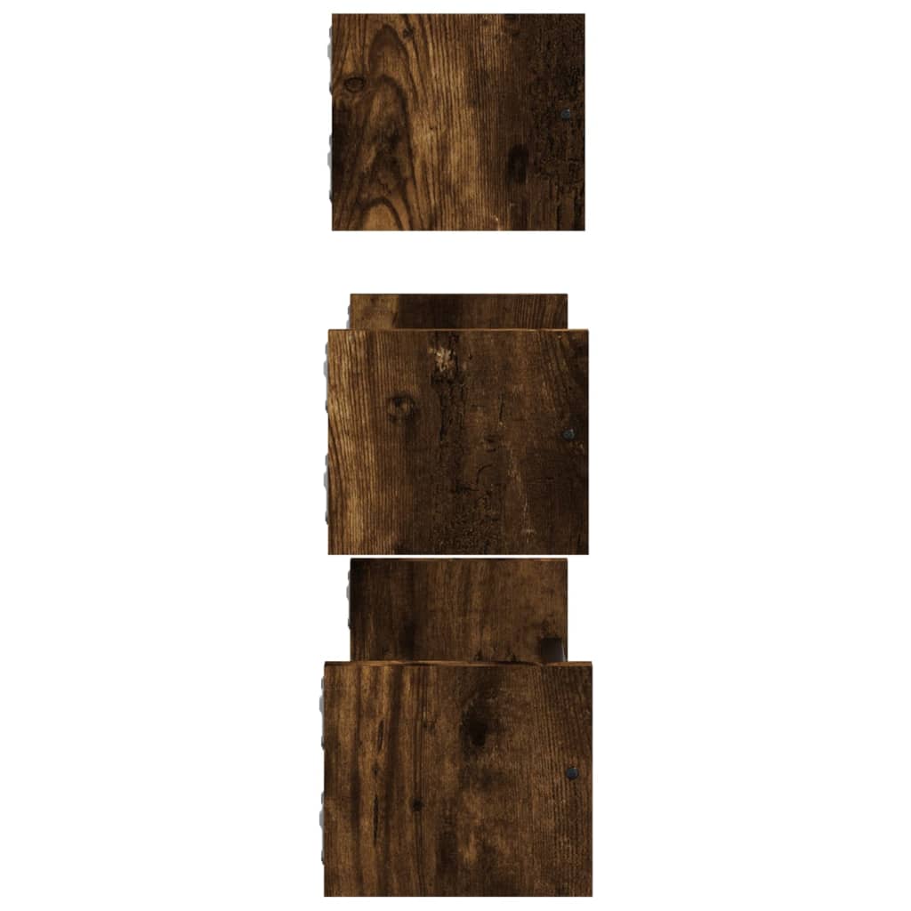 3 Piece Wall Shelf Set with Bars Smoked Oak Wood Based Material