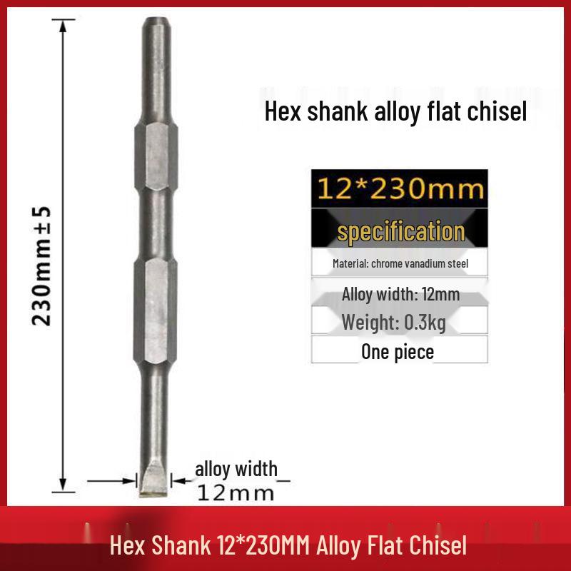 Elektryczny zestaw dłut udarowych: Uchwyt sześciokątny i kwadratowy, Szpiczaki i płaskie dłuta do rowkowania betonu i ścian
