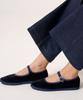Vibi Venezia Cotton Velvet Mary Jane Flats_Dark Blue Collar