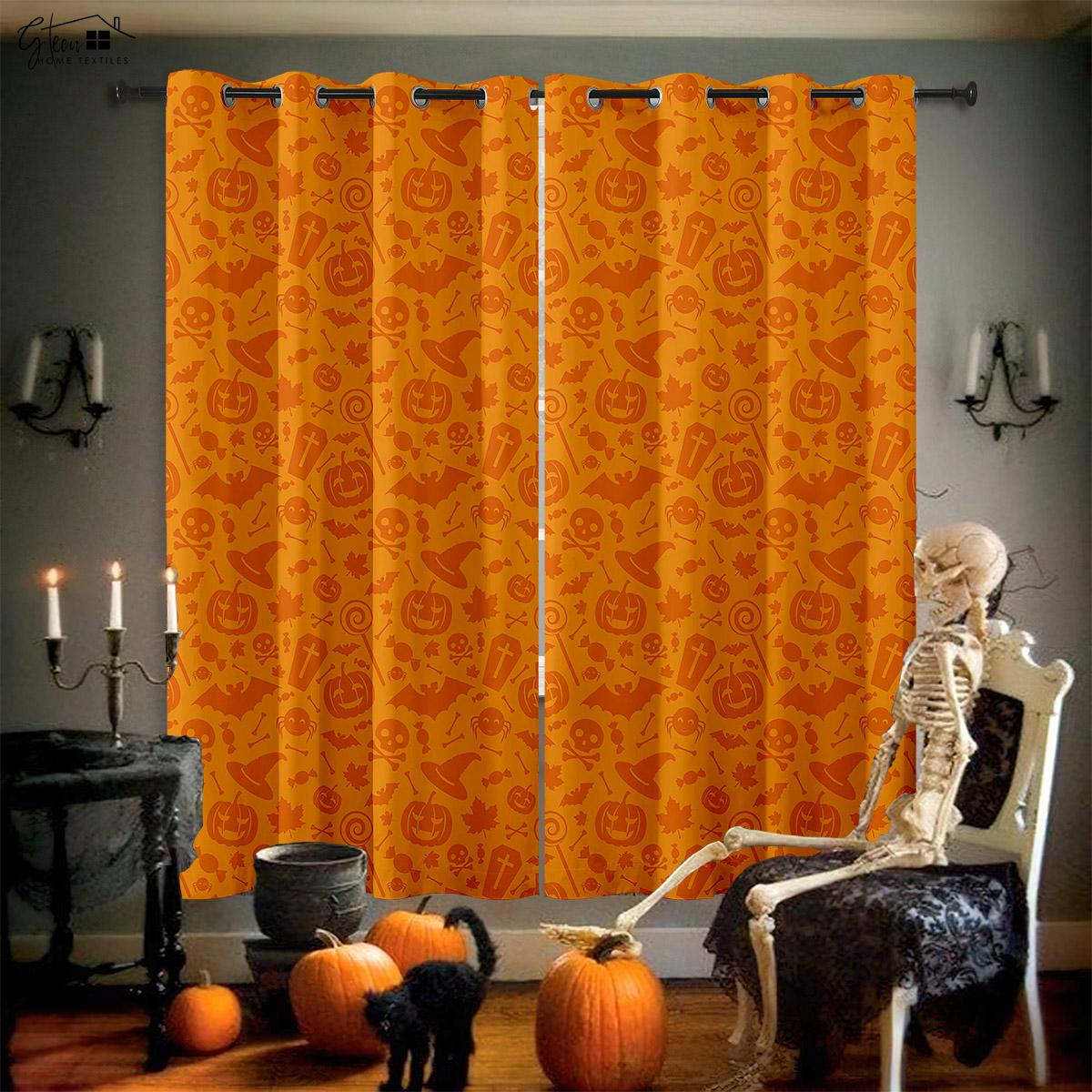 

Halloween Decoration Curtains Horror Castle Creative Cartoon Print Curtains Children s Room Restaurant Party Decoration Curtains W50xH130(CM)x2PCS&Rod pocket