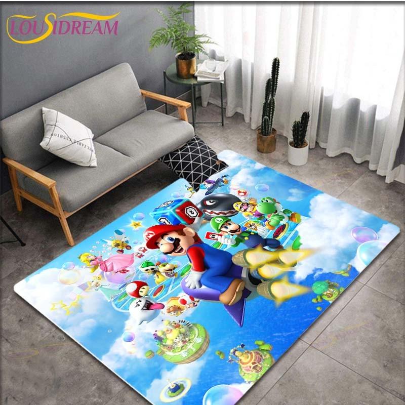 Tapetes com Padrão Anime Mario Bros para Sala de Estar Tapete de Área Antiderrapante Tapetes para Quarto de Crianças Tapete de Yoga Tapete Grande Decoração
