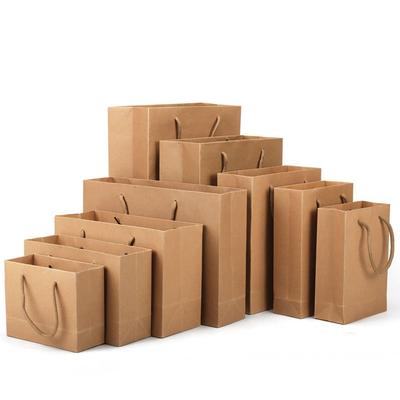 Convenient 10 Sizes Kraft Paper Bags with Handles Party Accessory Gift Bags Vertical Horizontal Shopping Handbag Home Decor