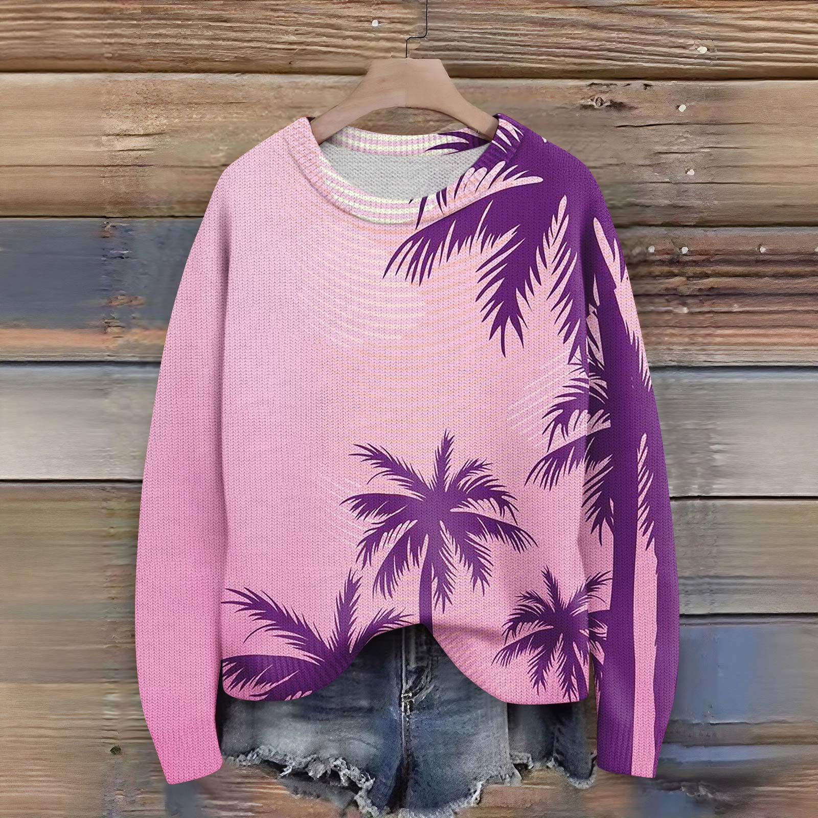 

Пуловеры с длинным рукавом для женщин, с круглым вырезом, повседневные, милые, с принтом, вязаные, оверсайз M