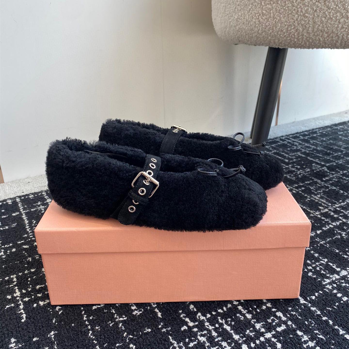 Зимняя женская повседневная обувь Модные женские шерстяные балетки Лоферы с бантом Туфли — фото 4