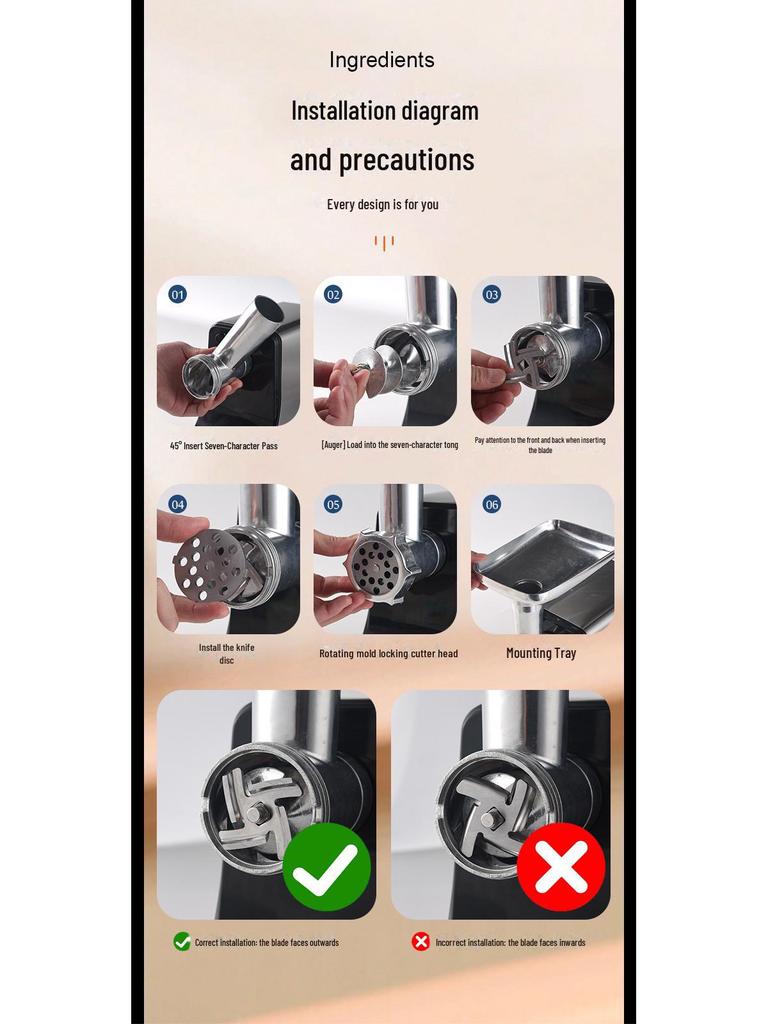 220V Centralasien Europeisk Standard 2-i-1 Elektrisk Köttkvarn & Hackmaskin