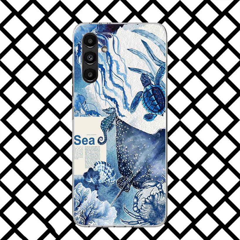 Ozean Seestern Meeresschildkröte Hai Handyhülle für Samsung Galaxy A17 A37 A57 A16 A26 A36 A56 A15 A25 A35 A55 A14 A24 A34 A54 A13 A2