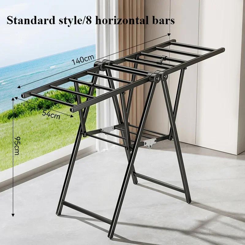 Foldable Drying Rack Floor Standing Balcony Clothes Rack Indoor Drying Hanger Large Capacity Save Space Foldable Clothes Hanger