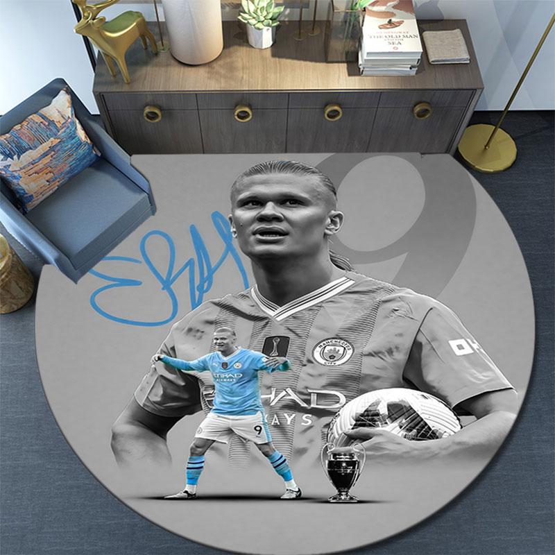 Erling Printed Round Rug, Non Slip Washable Circular Carpet For Living Room Bedroom Playroom, Sports Fan Decor, Holiday Birthday Gift