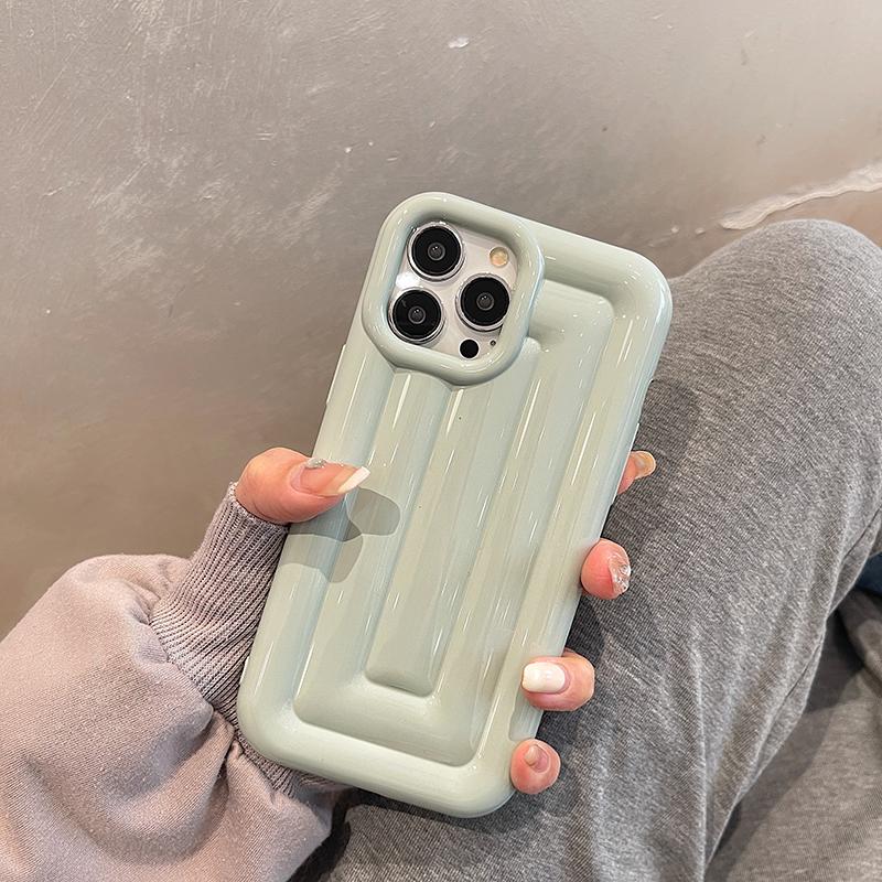 Einfache einfarbige 3D-Streifen-Hülle für iPhone 14 13 12 11 Pro Max, Überzug, lila, weiche Silikonhülle, stoßfeste Stoßstange