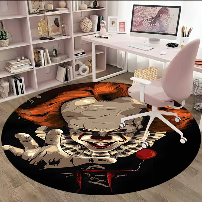 1pc Pennywise1 Print Round Carpet Chair Round Carpet Suitable for Bedroom Living Room Home Decorative Carpet