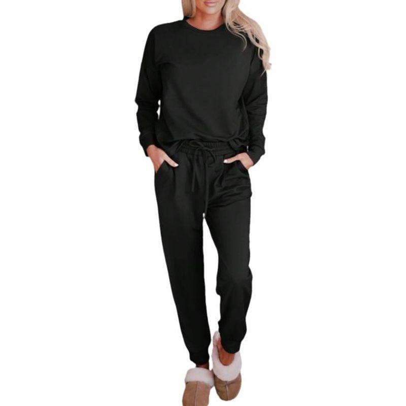 

Fall and Winter Fashion Fashion Simple Homewear Long Sleeves Sweatshirt Black Size M fit (55.00 kg-62.50 kg