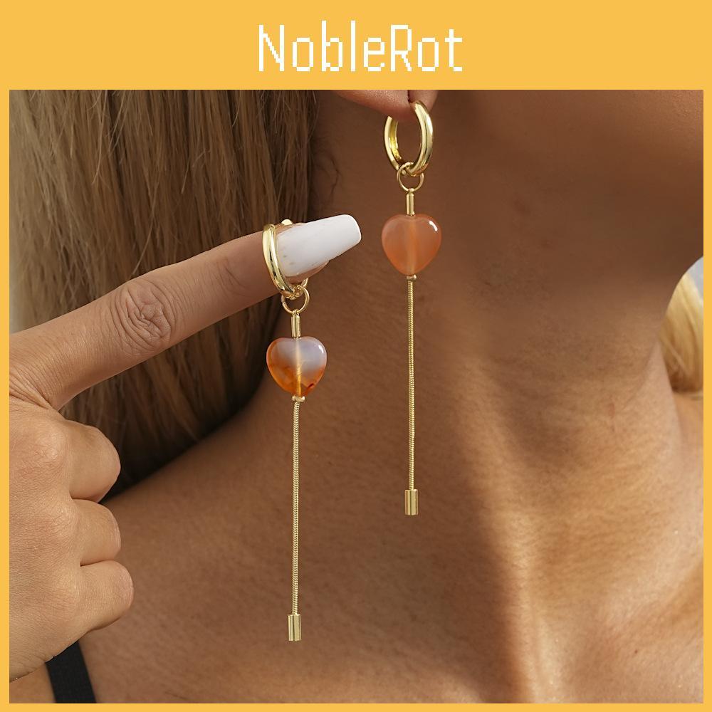 Stylish Women's Fall Fashion Gold Heart Chain Earrings Geometric Design