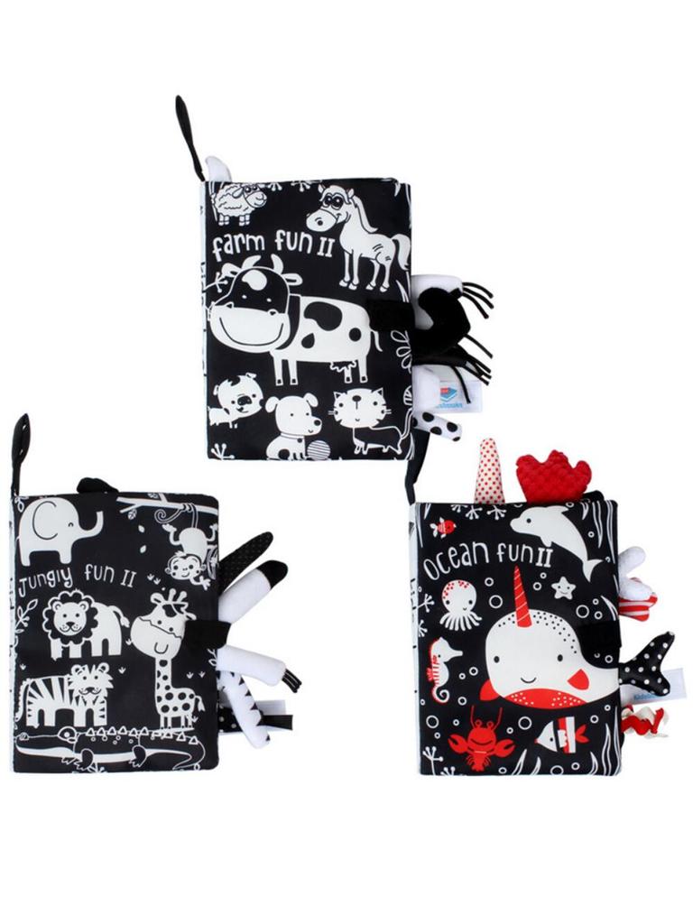 0-36M Baby Early Learning Toy Tail Cloth Book Parent-child Interactive Sound Paper Puzzle Cloth Book Rattle