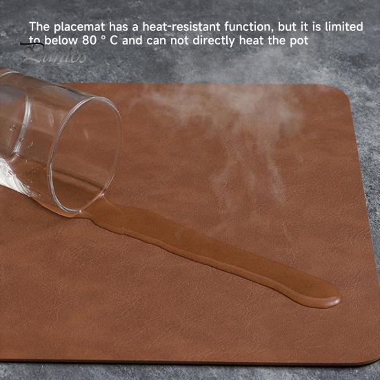 Bowl Holder Mat Faux Leather Placemat Waterproof Heat-Resistant Non-slip Heat Insulation Dishwasher Coffee Stain Prevention Safe Rectangle Dining