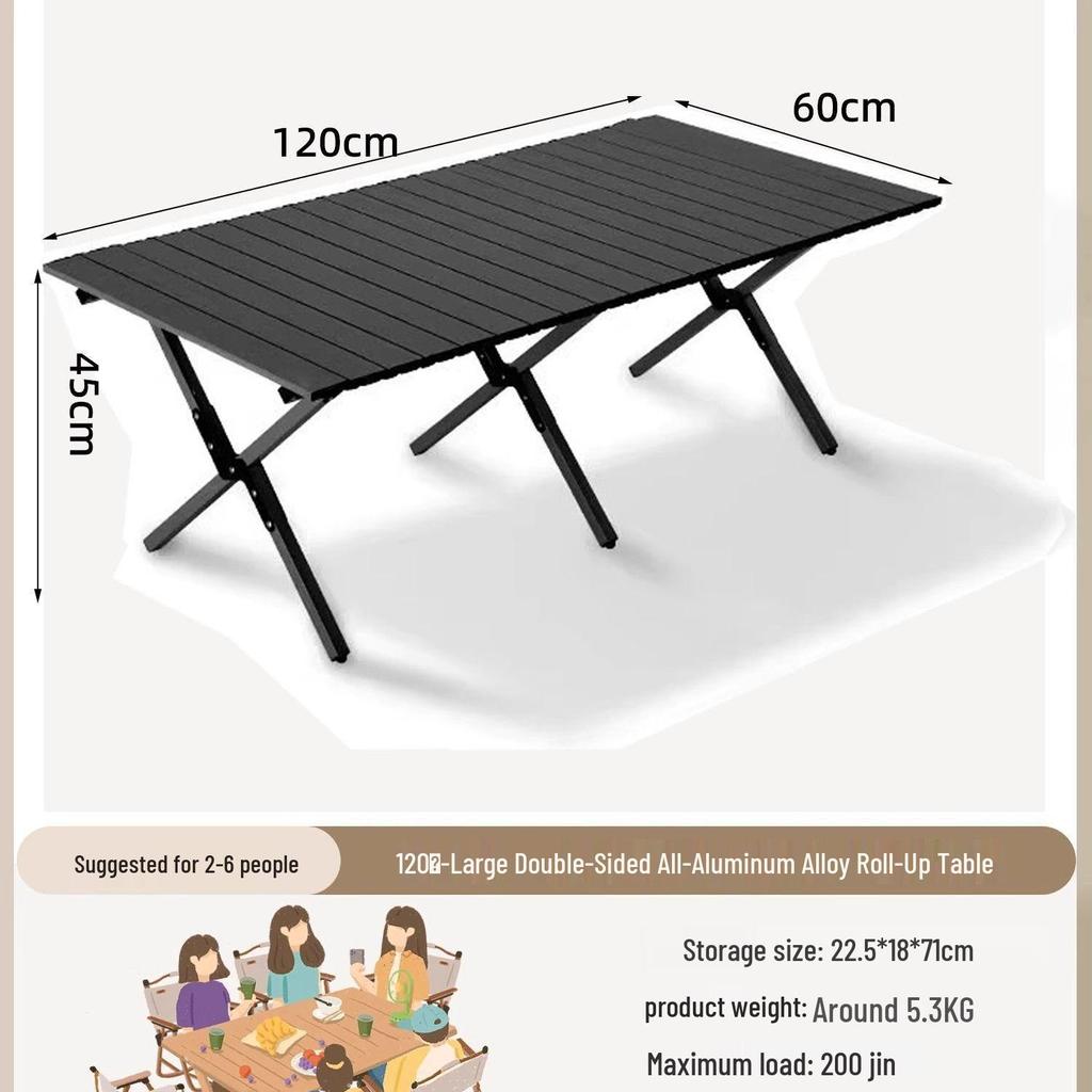 Collapsible Metal Table and Chair Set for Outdoor Use - Ideal for Camping, Patio, Night Markets, and Street Vending