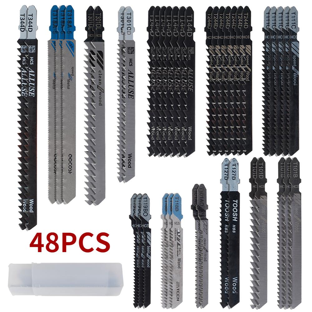 Jigsaw Blades Straight Cutting Tools T-Shank Jig Saw Blade Metal Steel Wood Assorted Saw Blades Woodworking Tool Cutting Jig Saw