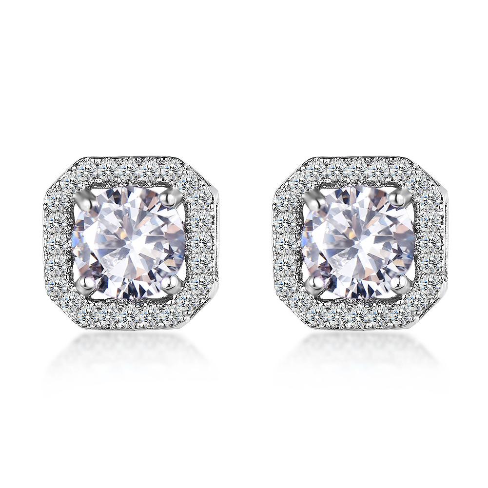 Square Zircon White Womens Earrings of High Quality