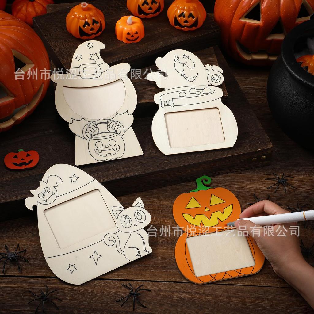 Halloween DIY Wooden Picture Frame Craft Kit for Kids - Handmade Wood Art Decor Party Gift