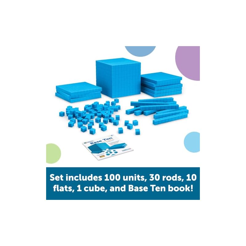 Learning Resources Math Starter Set, Base Ten, 4-Piece Set with Activity Book, LER0930, Authentic