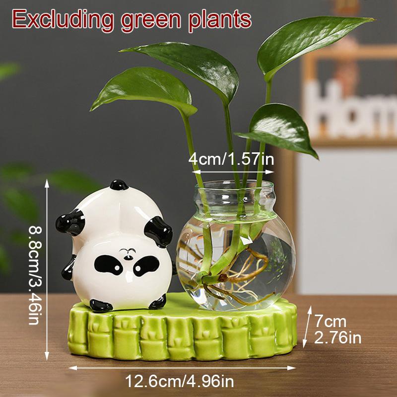 1PC Ornament Vibrant Tea Table Ornament Adorn Panda Gift Hydroponic Desktop Vase Home Living Room