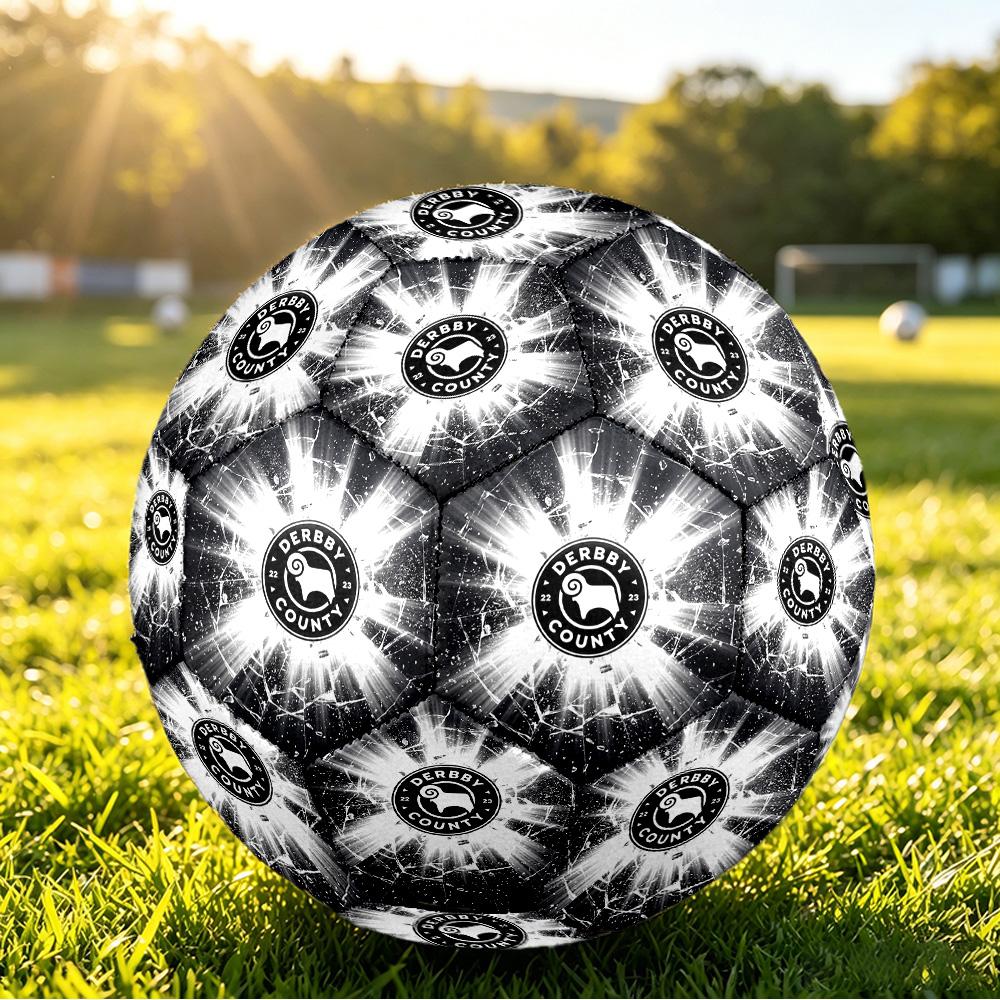 Derby County FootballPrinted Size 5 Soccer Bball, Anti Slip Adult Match Football Souvenir for Football Fans