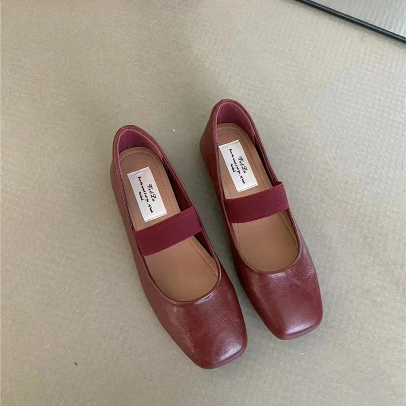 Karree Frauen Ballerinas Schuhe Mode Flachen Gummiband Frühling Herbst Damen Komfort Weiche Sohle Ballerina Schuhe