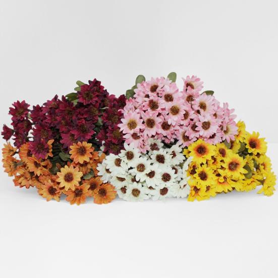 Artificial Mums Realistic Fake Fall Flowers UV Resistant Faux Chrysanthemums for Indoor Flower Arrangement Balcony Outdoor Porch Decor