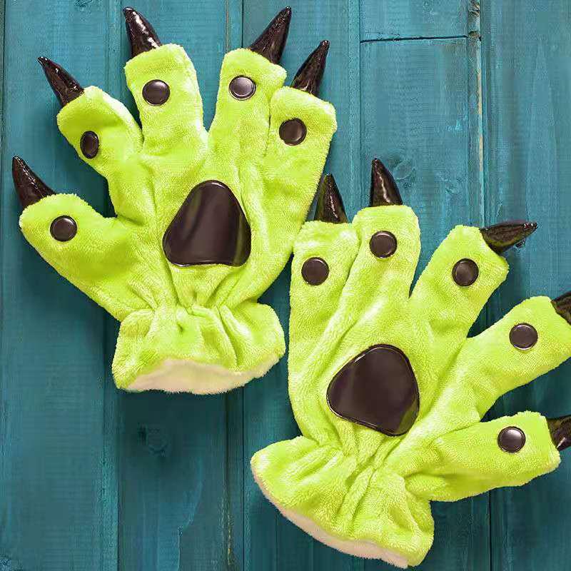 Unisex Dinosaur Claw Cotton Slippers: Cozy Autumn/Winter Velvet Heels, Large Sizes