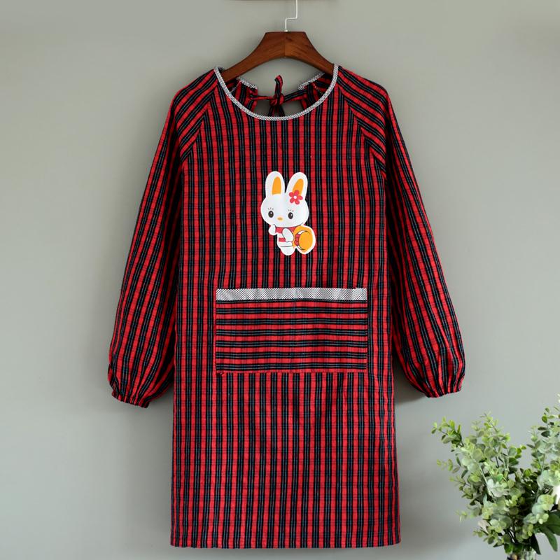 Korean Style Long Sleeve Oil-Proof Cotton Apron for Women and Men – Cute and Fashionable Kitchen Smock for Summer