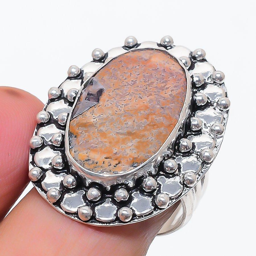 Natural Ghost Eye Jasper Gemstone 925 Sterling Silver Jewelry Ring Size 8 Z1k58