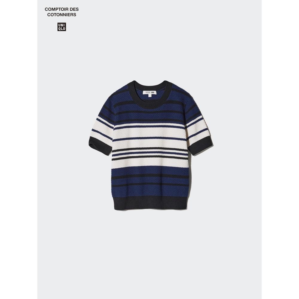 Uniqlo Cotton Popcorn Sweater  Short Sleeve  Stripe