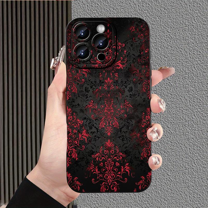 

Красный и черный чехол для телефона в готическом стиле, подходящий для iPhone 17 16 15 14 13 12 11 Pro/Max/Plus, противоударная задняя крышка For iPhone 11PROMAX