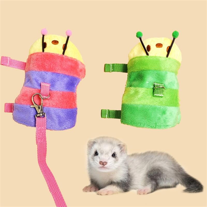 Small Animal Harness and Leash Set Soft Plush Pet Harness with Safe Bells No Pulls Comfort Plush Vests for Small Pet
