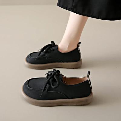 Schnürung Kleine Lederschuhe für Damen 2026 Frühling Neu Britischer Stil Lässige Loafer mit Weicher Sohle Vielseitige Bohnenschuhe 35-42