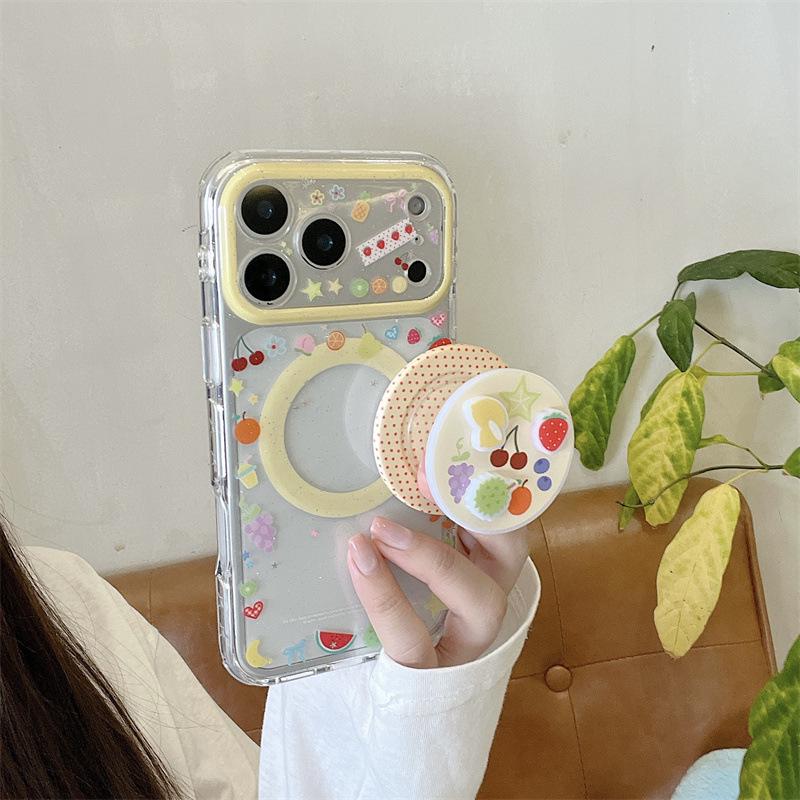 Sequined Magnetic Fruit Holder for iPhone 17/16 Pro Max/15/14 Cases