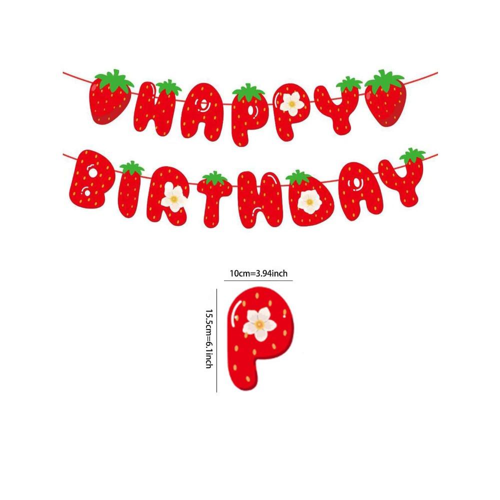 1 Set Strawberry Theme Banner for Home Festival Party Birthday Decorations